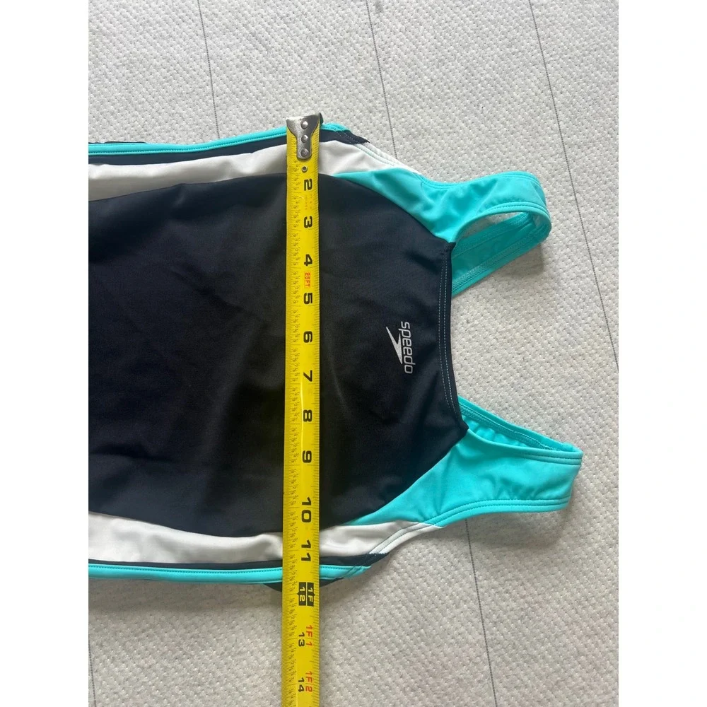 Speedo Girls One Piece Swimsuit Size 14 Black Turquoise UPF 50+ 7714076
